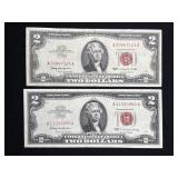 (2) 1963 SERIES $2 U.S. RED SEAL NOTES