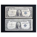 (2) $1 SILVER CERTIFICATES - 1935E, 1957