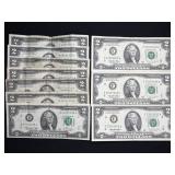 (6) 1976, (3) 1995 U.S. $2 FEDERAL RESERVE NOTES