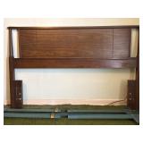 MCM BASSETT WOOD HEADBOARD & METAL BED FRAME