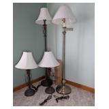 (2) FLOOR LAMPS, (2) TABLE LAMPS, SHADES