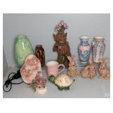 DECORATIVE VASES, CRYSTAL LAMP, FIGURINES