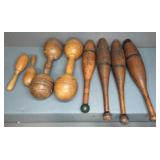 JUGGLING PINS, WOOD DUMB BELLS, DARNERS