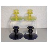 DEPRESSION GLASS CANDLESTICKS