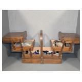 WOODEN FOLD OUT SEWING BOX