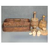 PRIMITIVE BUTTER MOLDS AND TRAY