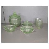 6 URANIUM GLASS PIECES