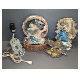 RESIN WOLF LIGHTED FIGURINES AND FOUNTAIN