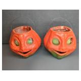 VINTAGE PAPER MACHE HALLOWEEN JACK O LANTERNS