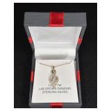 STERLING SILVER LAB GROWN DIAMOND NECKLACE