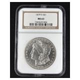 1879-S MORGAN SILVER DOLLAR, NGC, MS63