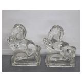 CLEAR GLASS HORSE BOOKENDS