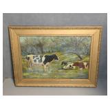 HAND PAINTED COW PICTURE SIGNED