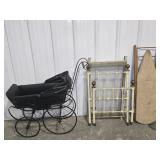 BABY BUGGY, IRON DOLL CRIB, CHILDS IRONING BOARD