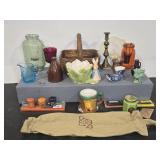 COLORED GLASSWARE, CANDLE JARS, VASES
