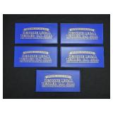 5 COLORIZED BILLS - 4-$2 & 1 $1 BILL