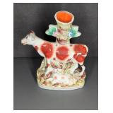 STAFFORDSHIRE POTTERY COW AND CALF VASE