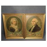 FRAMED GEORGE AND MARTHA WASHINGTON PICTURES