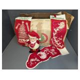 VINTAGE CHRISTMAS STOCKINGS AND SANTA
