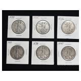 (6) WALKING LIBERTY HALF DOLLARS