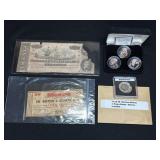 CONFEDERATE $20 BILL - ROUGH, PLUS MORE: