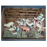 COLLECTION OF FARM ANIMALS AND FENCE