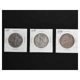 (3) WALKING LIBERTY HALF DOLLARS