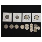 SILVER CANADIAN AND FOREIGN COINS, 2 OZ TOTAL