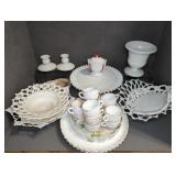 COLLECTION OF MILK GLASS