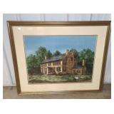 NY STATE STONE HOUSE WATERCOLOR PICTURE