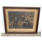 ANTIQUE ENGRAVING PICTURE LINCOLN AND FAMILY
