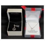 STERLING SILVER PANDORA CHARM, PLUS NECKLACE
