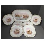 FRENCH LIMOGES GAME BIRD PLATTER AND PLATES