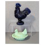 HEN ON NEST, ROOSTER COVERED DISH