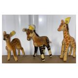 STEIFF ZEBRA, GIRAFFE, DEER, 5-6.5"T