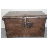 PRIMITIVE WOOD CHEST, HAND-FORGED HARDWARE