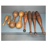 JUGGLING PINS, WOOD DUMB BELLS, DARNERS