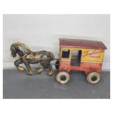 PRESSED TIN TOYTOWN DAIRY HORSE & CART