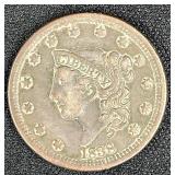1838 Coronet Young Head Large Cent Coin
