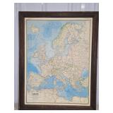 Framed National Geographic 1977 Map of Europe 27"