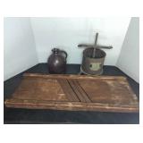 Primitive Wooden Cabbage Cutter and Kitchen Tools