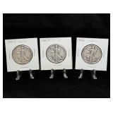 Three Walking Liberty Half Dollars