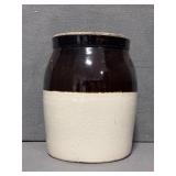 Two-Toned Stoneware Crock with Brown Glaze