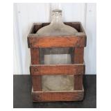Glass Jug With Wooden Crate Frame
