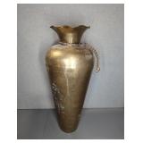 Hammered Brass Floor Vase with Rope Accent