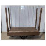 Industrial Wooden Cart with Metal Wheels