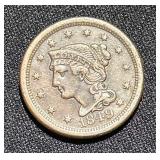 1849 Braided Hair Large Cent Coin