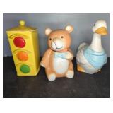 Three Ceramic Cookie Jars with Lids