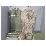 US Military Uniforms With Hats and Raincoat
