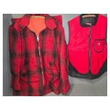 Red Plaid Jacket and Quilted Vest Combo